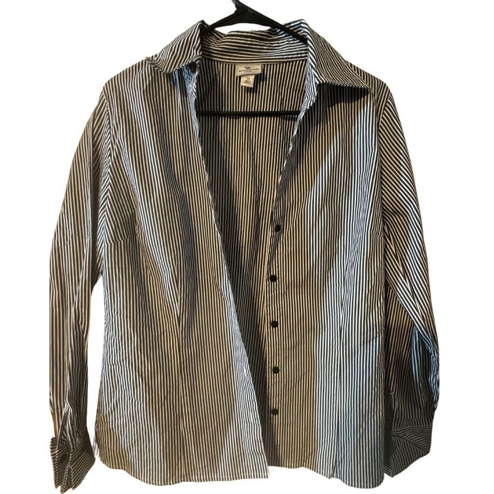 Worthington Black and White Striped Blouse